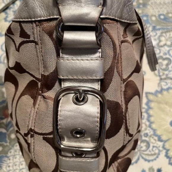 Coach Signature Jacquard Hobo in Brown and Silver - Picture 5 of 11